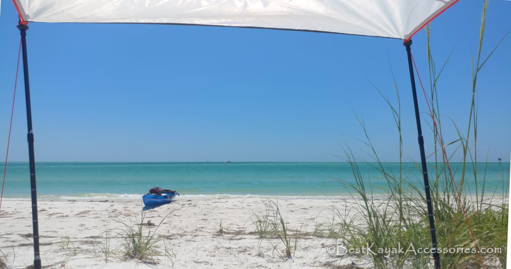 Shell Key camping overlooking Gulf of Mexico and my kayak ©2019 All rights reserved