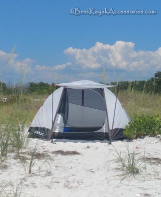 Kelty Gunnison 4 on Shell Key after kayaking to campsite. ©2019 All rights reserved